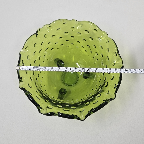 VIKING GLASS green ruffle hobnail dish vintage - Picture 14 of 16